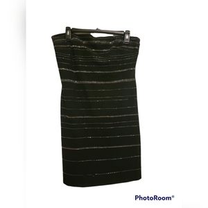 Strapless DKNY Black Dress with Gold Beads - Size 10